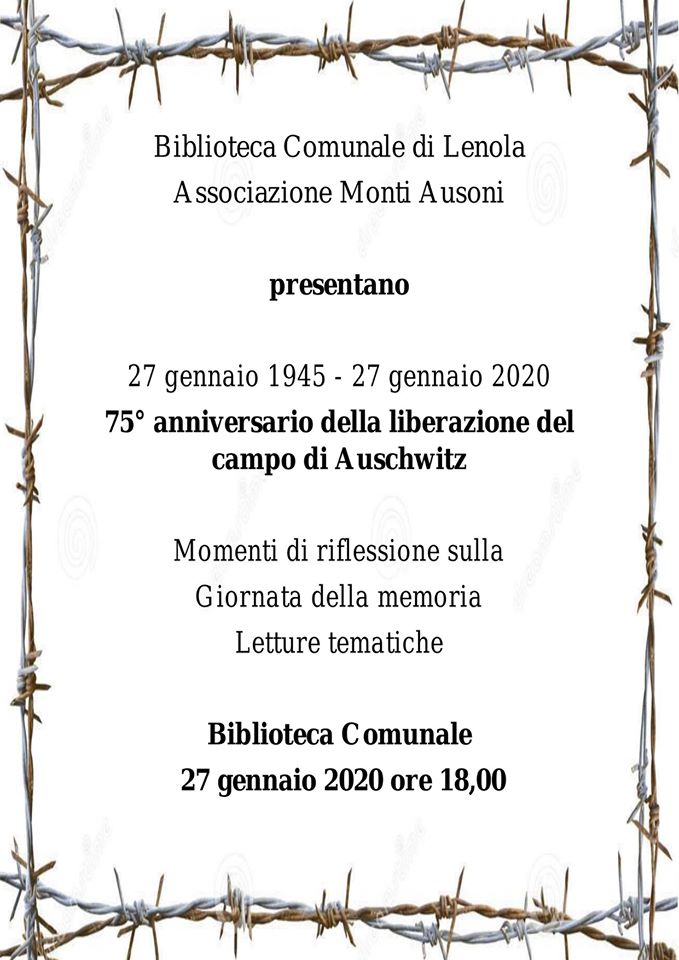 biblioteca lenola, giornata della memoria 2020