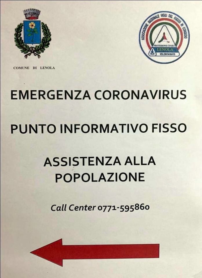 coronavirus, lenola, punto informativo