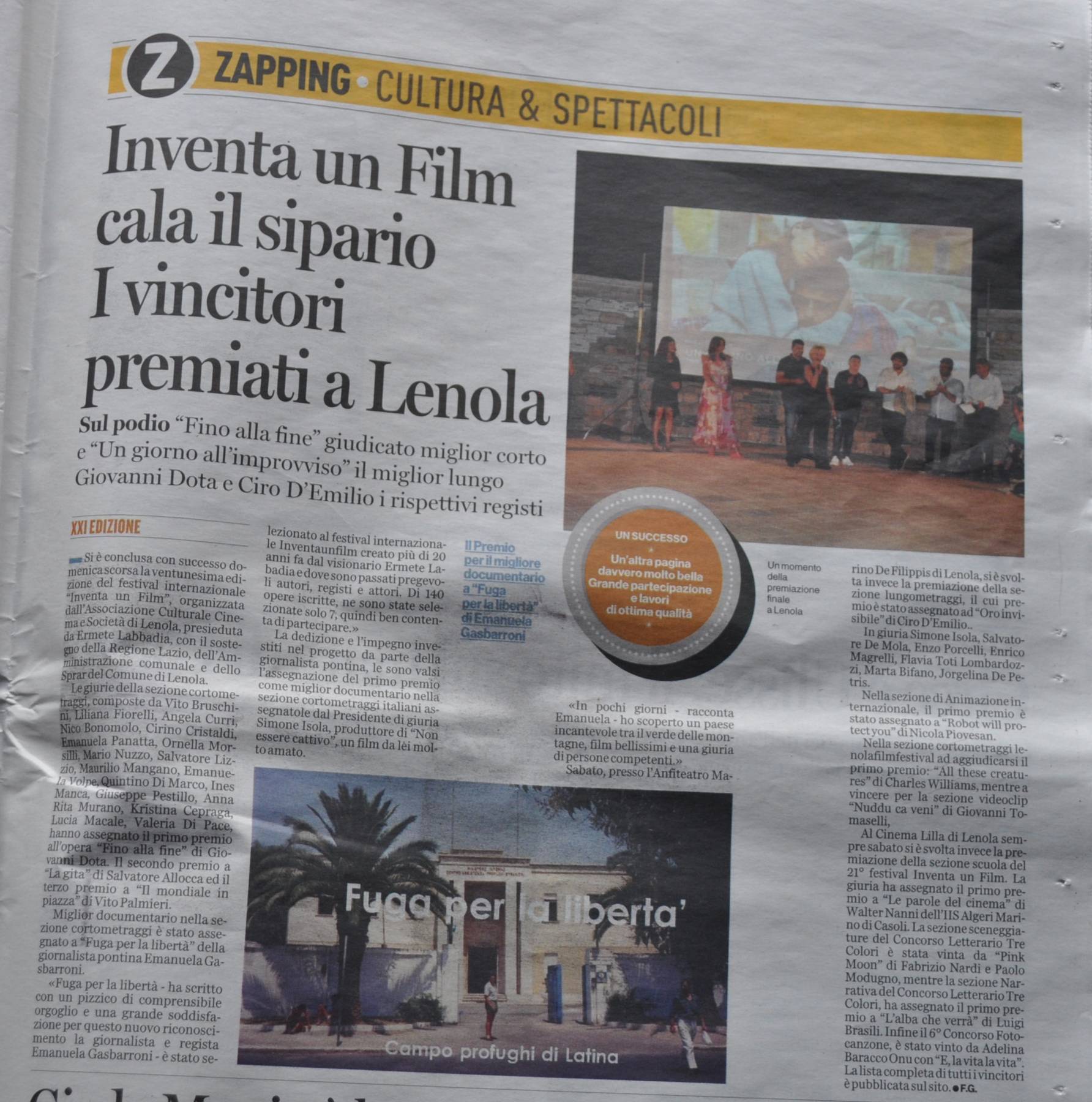 latina editoriale oggi, inventa un film, successo