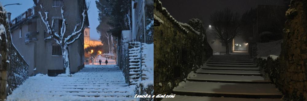 Esistono due Lenola, nevicata Lenola 2012, nevicata Lenola 2018, scalinata della pace